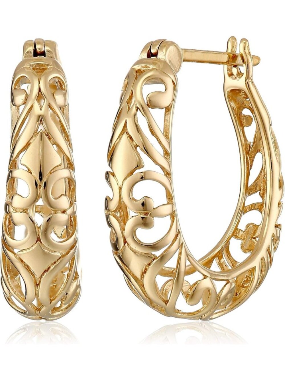 Elegant Sterling Silver Open Filigree Swirl Hoop Earrings - Stylish Jewelry